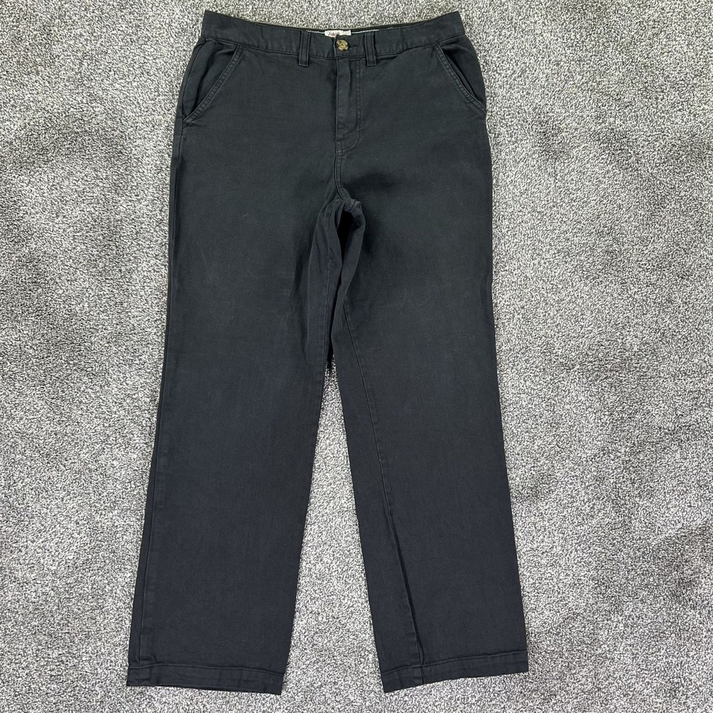 Faherty Black Chino Pants Men 30 Organic Cotton 4 pocket Straight Leg Fit Casual